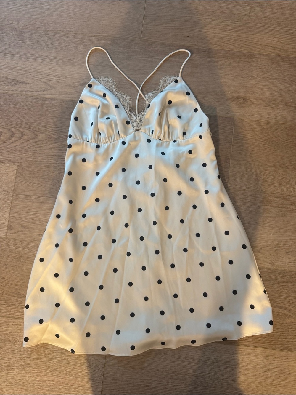 NWT Polka Dot Lace Trim Slip Dress